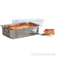 4 Piece Cover & Spatula Stainless Steel Lasagna Roaster Serving Pan 14 Inch - B01N8R5OYB